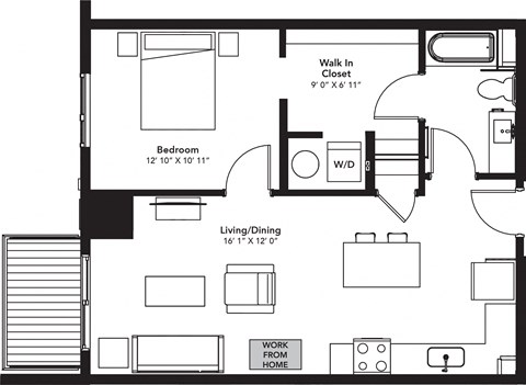 a floor plan of a small house with a bedroom and a living room